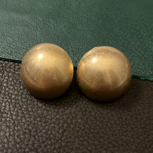 Big Frosted Gold Semi - Ball Stud Earrings